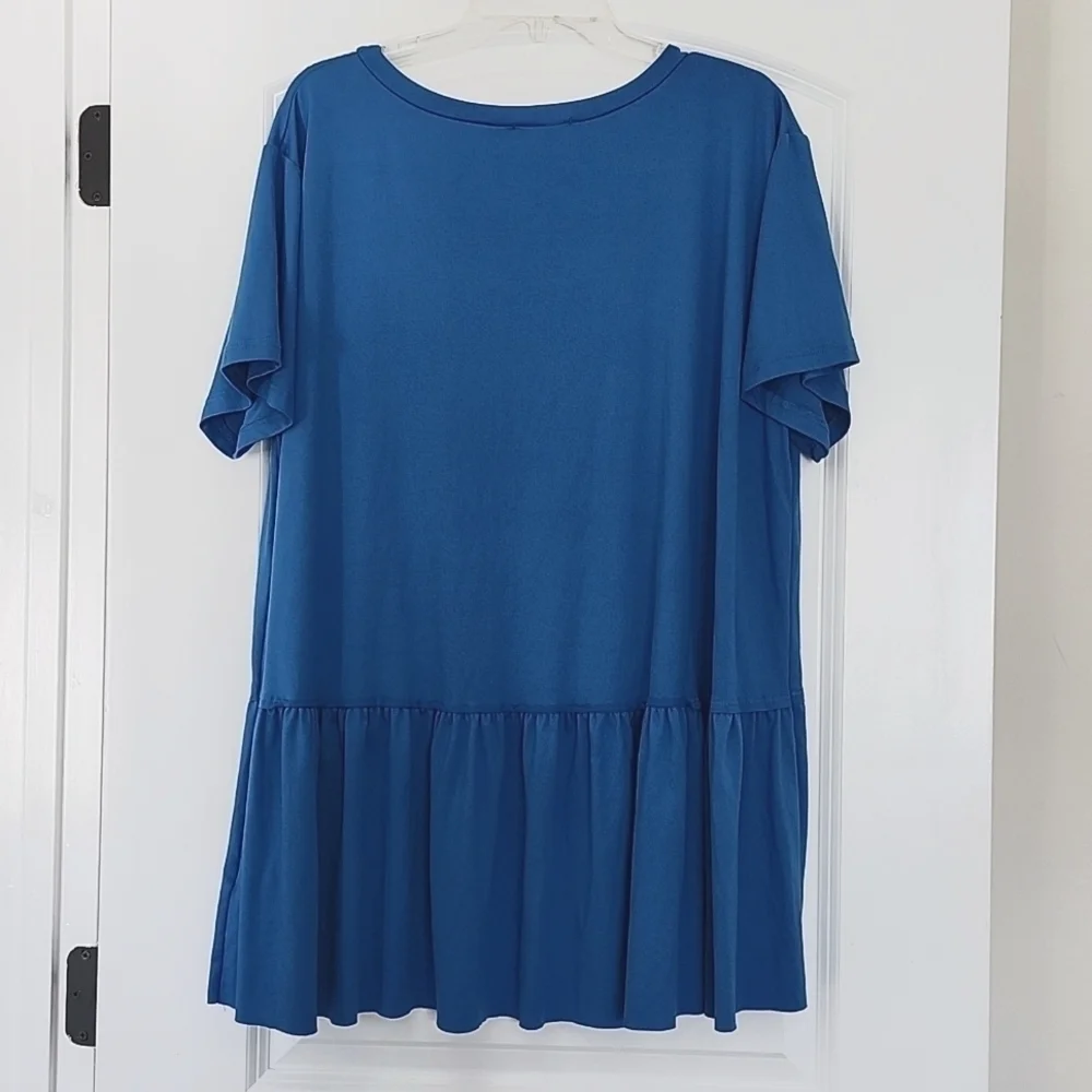 Entro short sleeve Peplum Top Blue size 1X - Picture 10 of 12